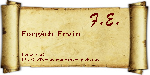 Forgách Ervin névjegykártya